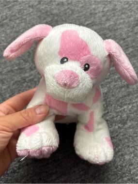 Ty Pluffies Baby Pups Pink 9” Sewn Eyes Puppy Dog 2012 Dalmation White Plush Toy